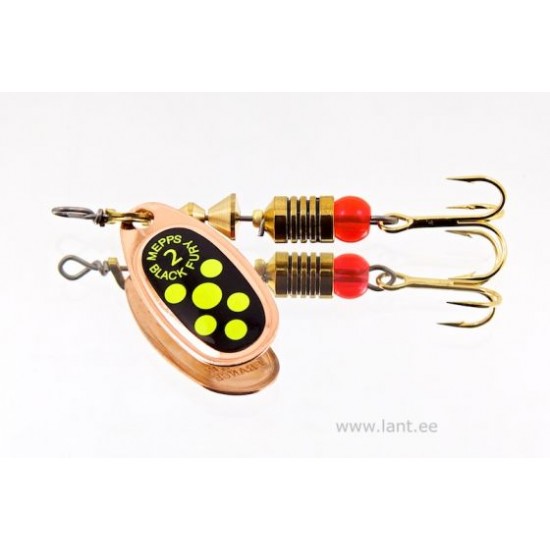 Mepps Black Fury Copper/Chartreuse Dots #0 2g