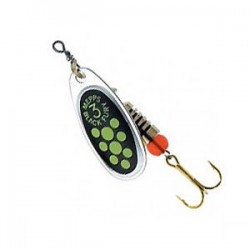Mepps Black Fury Silver/Chartreuse Dots #4 8g