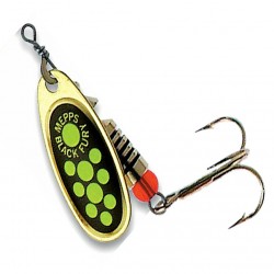 Mepps Black Fury Gold/Chartreuse Dots #4 8g